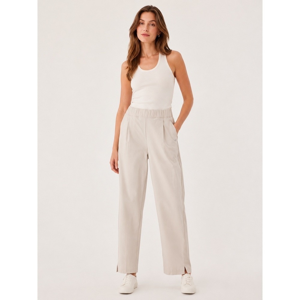 Apana Ankle Pants Womens Beige High Rise Ribbed Side Tapered Size Medium